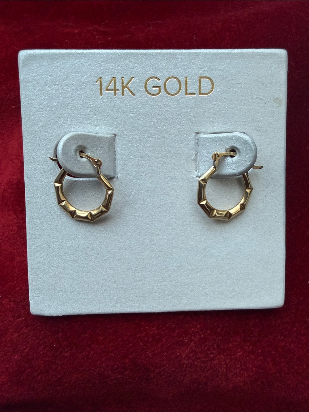 14K Gold Dainty Hollow Bamboo Earrings - Gold